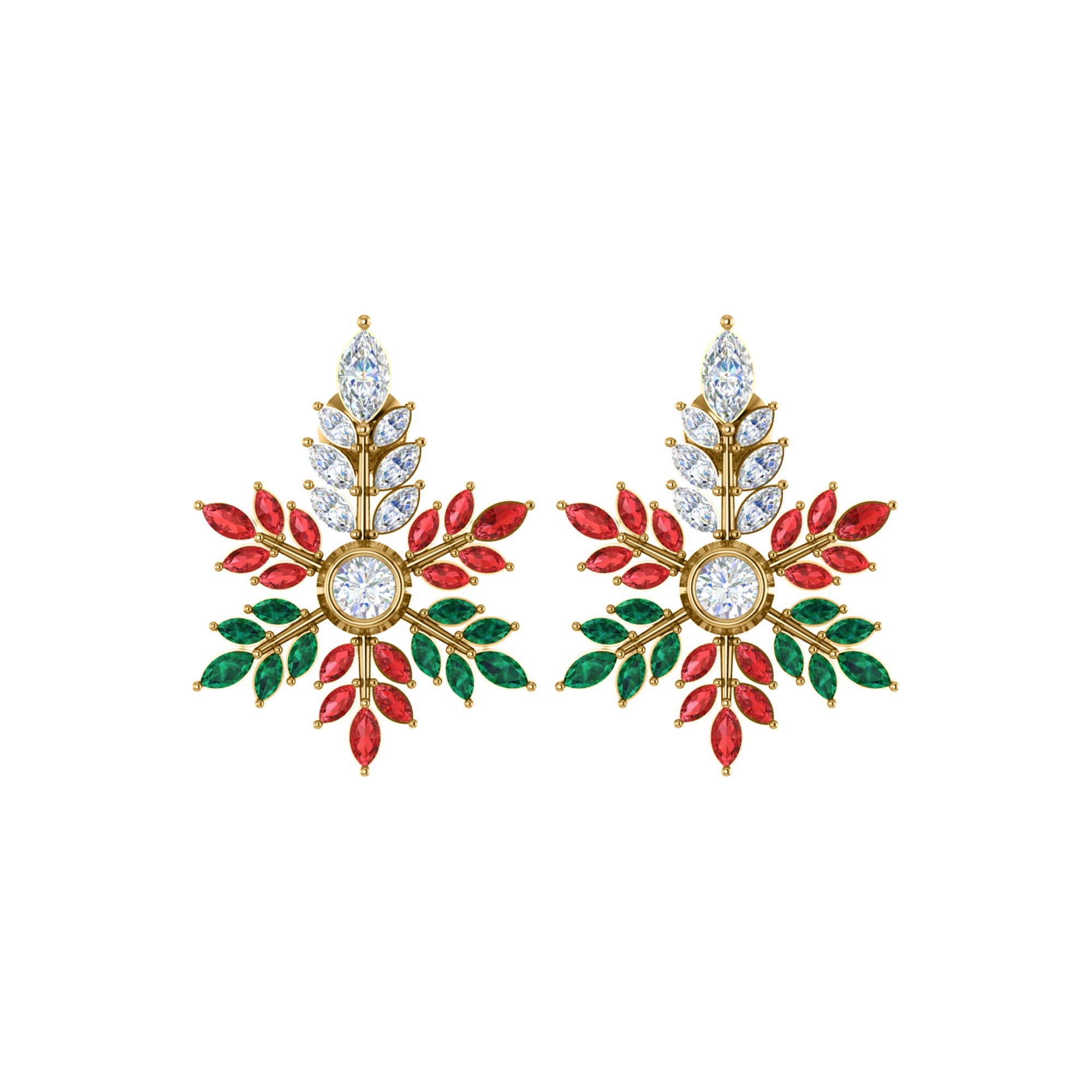 RKC 925 Silver Golden Total 2.69Ct CZ Pendant Wt 3.60gm And Wt Earring 3.20gm Set With 14K Yellow Gold Plated