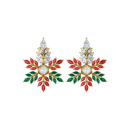 RKC 925 Silver Golden Total 2.69Ct CZ Pendant Wt 3.60gm And Wt Earring 3.20gm Set With 14K Yellow Gold Plated