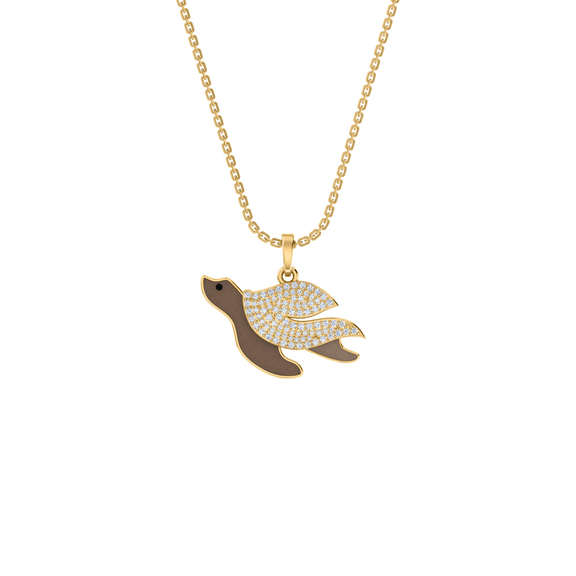RKC 0.49 CT Moissanite Sea turtle Pendant 925 Silver Jewelry 14K Yellow Gold Plated Wt 4.50 GM Height 16.00 MM