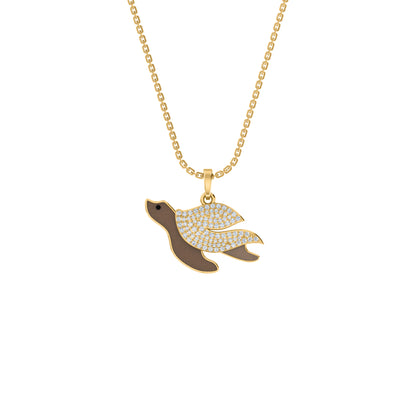 RKC 0.49 CT Moissanite Sea turtle Pendant 925 Silver Jewelry 14K Yellow Gold Plated Wt 4.50 GM Height 16.00 MM
