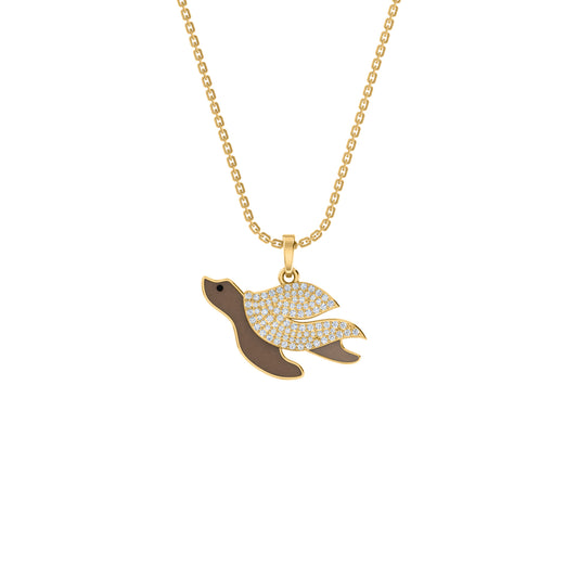 RKC 0.49 CT Moissanite Sea turtle Pendant 925 Silver Jewelry 14K Yellow Gold Plated Wt 4.50 GM Height 16.00 MM