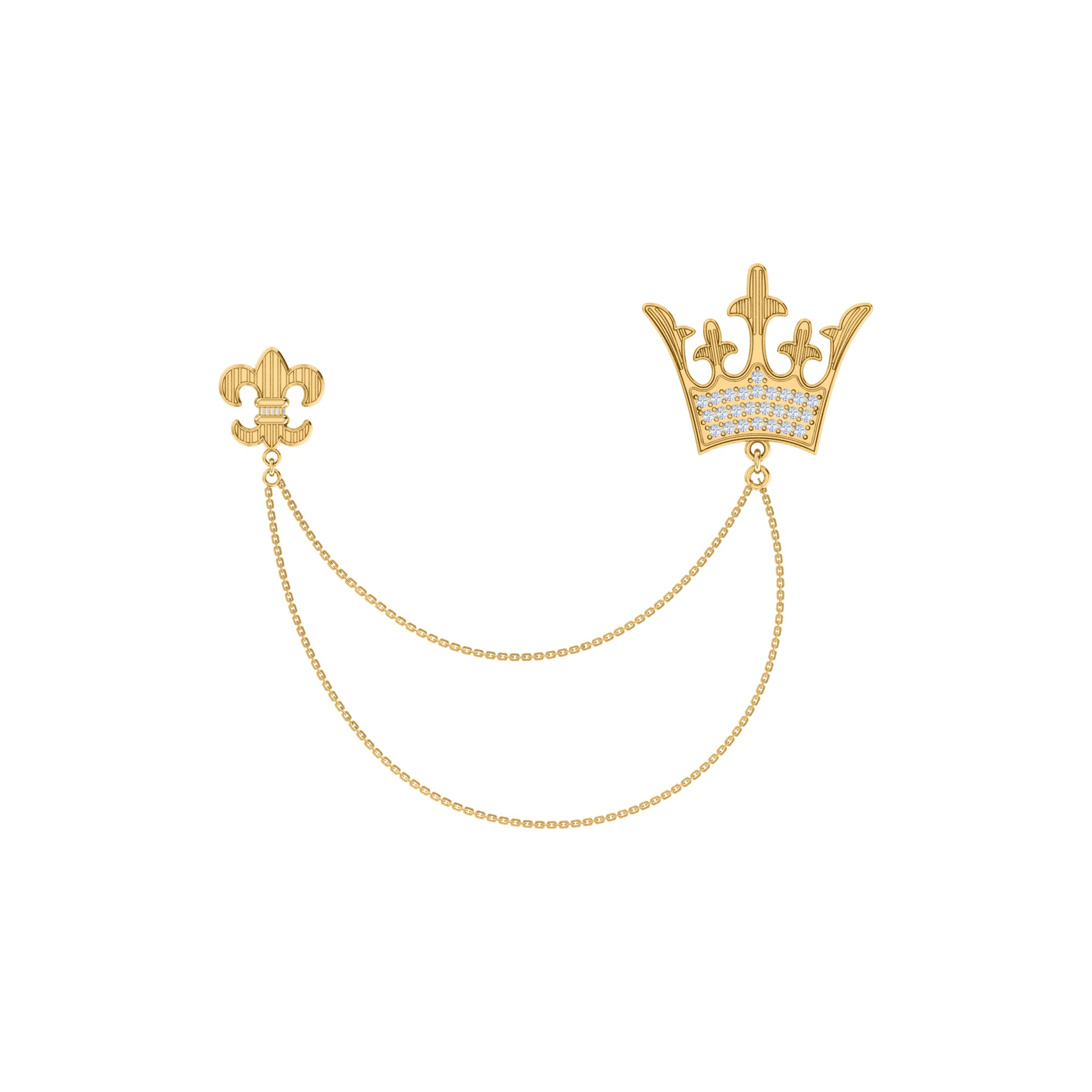 RKC 1,35 Karat 925er Sterlingsilber-Moissanit-Kronenbrosche, 14 Karat Gelbgold vergoldet, Produktgewicht 10,00 g