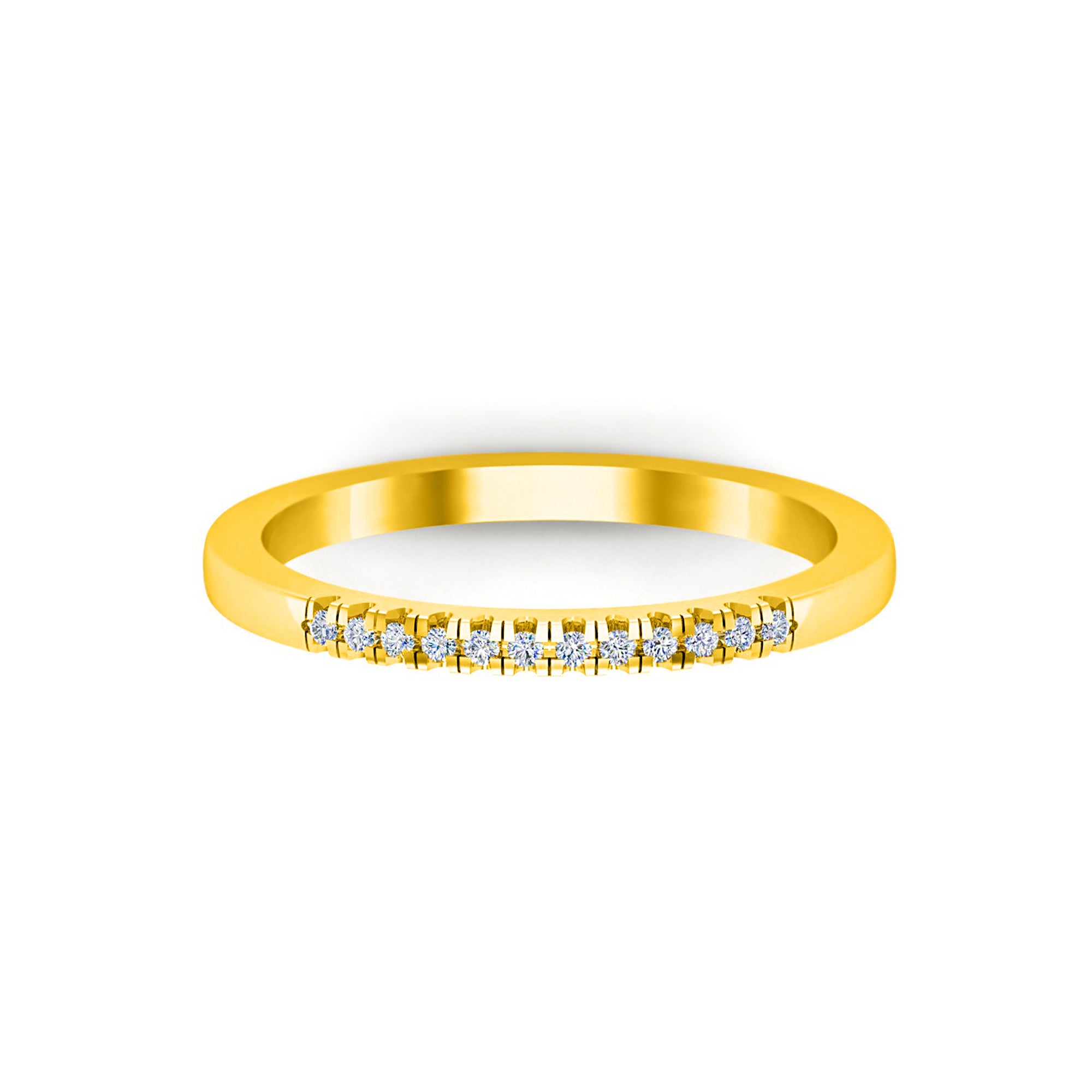 RKC Moissanite Half Eternity Promise Band Anello in argento sterling 925 in oro giallo 14K su fascia per lei Peso 1,60 g Larghezza 1,70 mm