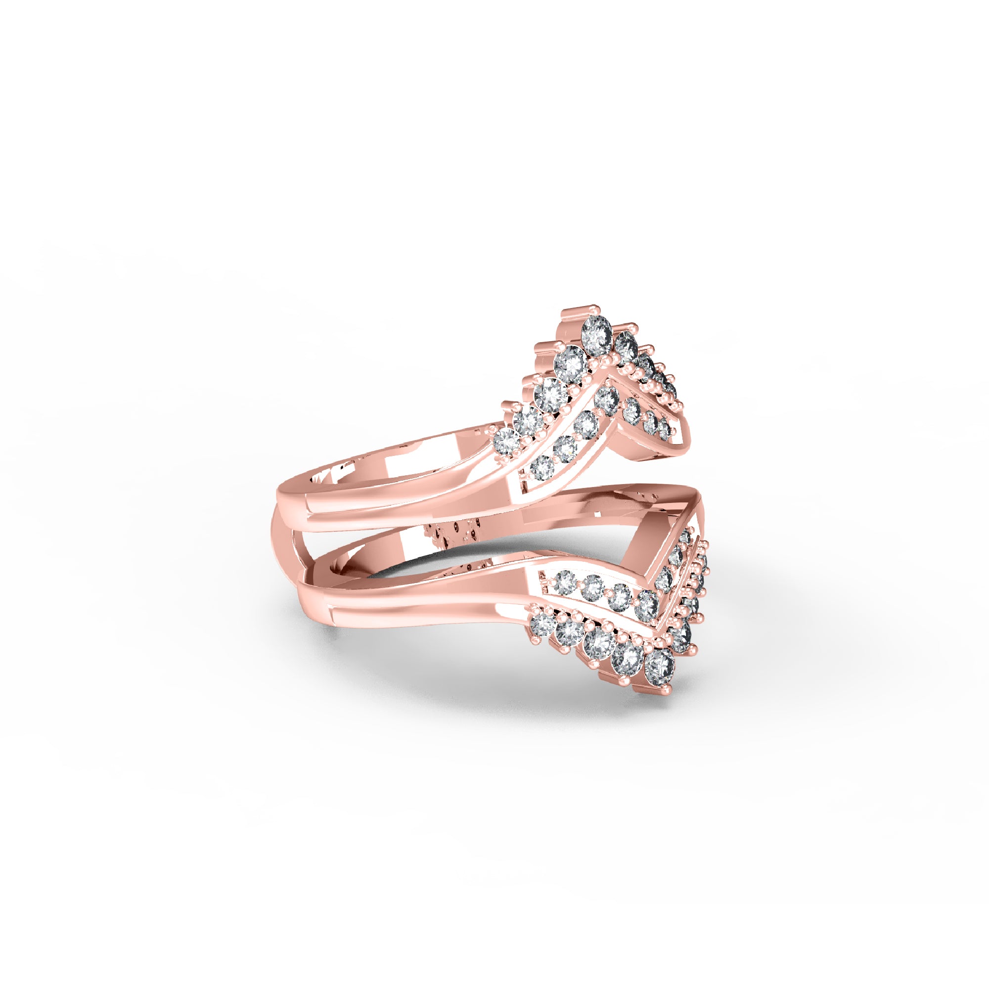 RKC Moissanit 925 Sterling Silber Hochzeit Enhancer Guard Verlobungsring 14 Karat Roségold vergoldet, Gewicht 6 g, Breite 6,50 mm