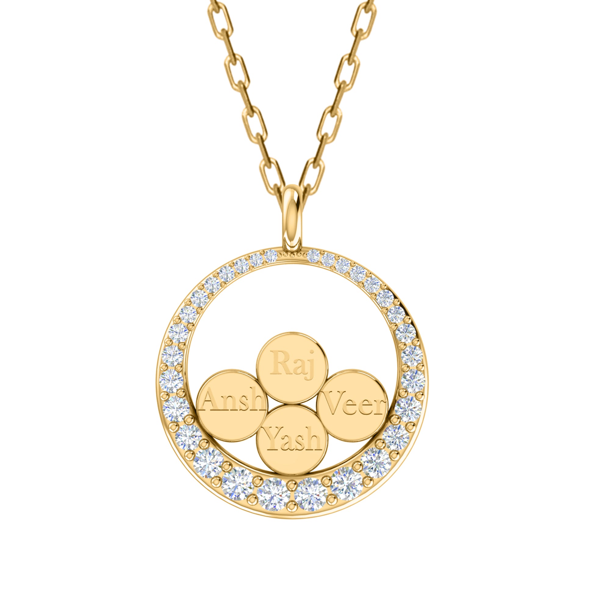 Ciondolo con nome Moissanite da 0,68 ct, gioielli in argento 925, placcato in oro giallo 14 carati, peso 5,10 g, altezza 24,80 mm