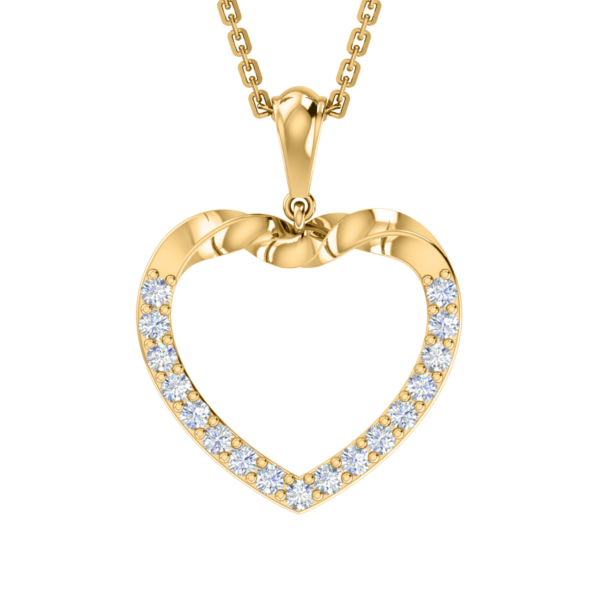 Ciondolo a forma di cuore in moissanite da 0,51 ct RKC, gioielli in argento 925 placcati in oro bianco 14 carati, peso 3,60 g, altezza 28 mm.