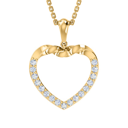 Ciondolo a forma di cuore in moissanite da 0,51 ct RKC, gioielli in argento 925 placcati in oro bianco 14 carati, peso 3,60 g, altezza 28 mm.
