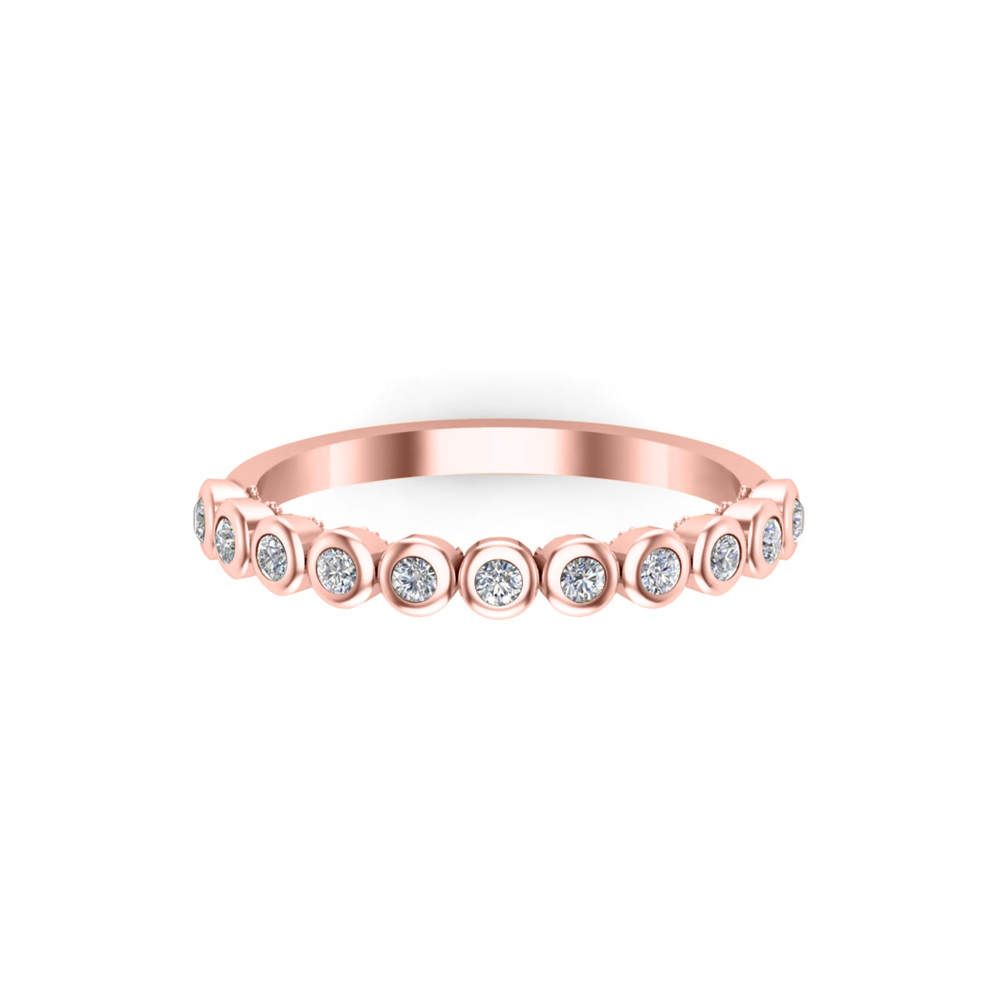 RKC Moissanite Half Eternity Birthday Special Band Anello da donna in argento 925 placcato in oro giallo 14 carati Peso 1,70 g Larghezza 1,70 mm