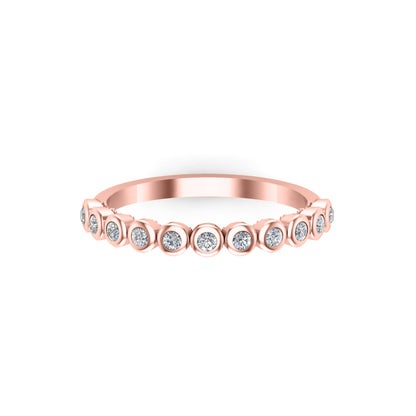 RKC Moissanite Half Eternity Birthday Special Band Anello da donna in argento 925 placcato in oro giallo 14 carati Peso 1,70 g Larghezza 1,70 mm
