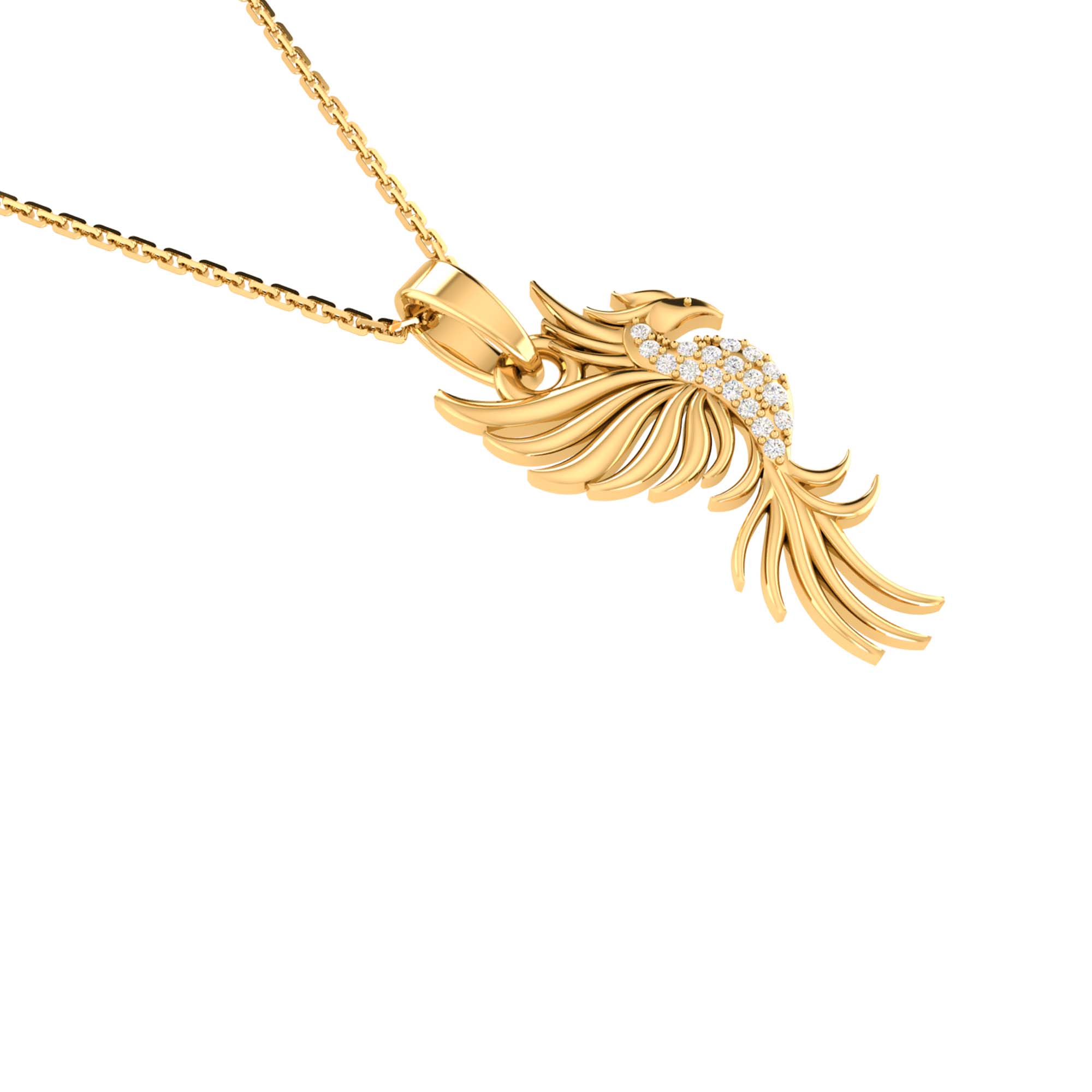RKC Yellow Gold Plated Lovely Flying Animal Pendant With Link Chain