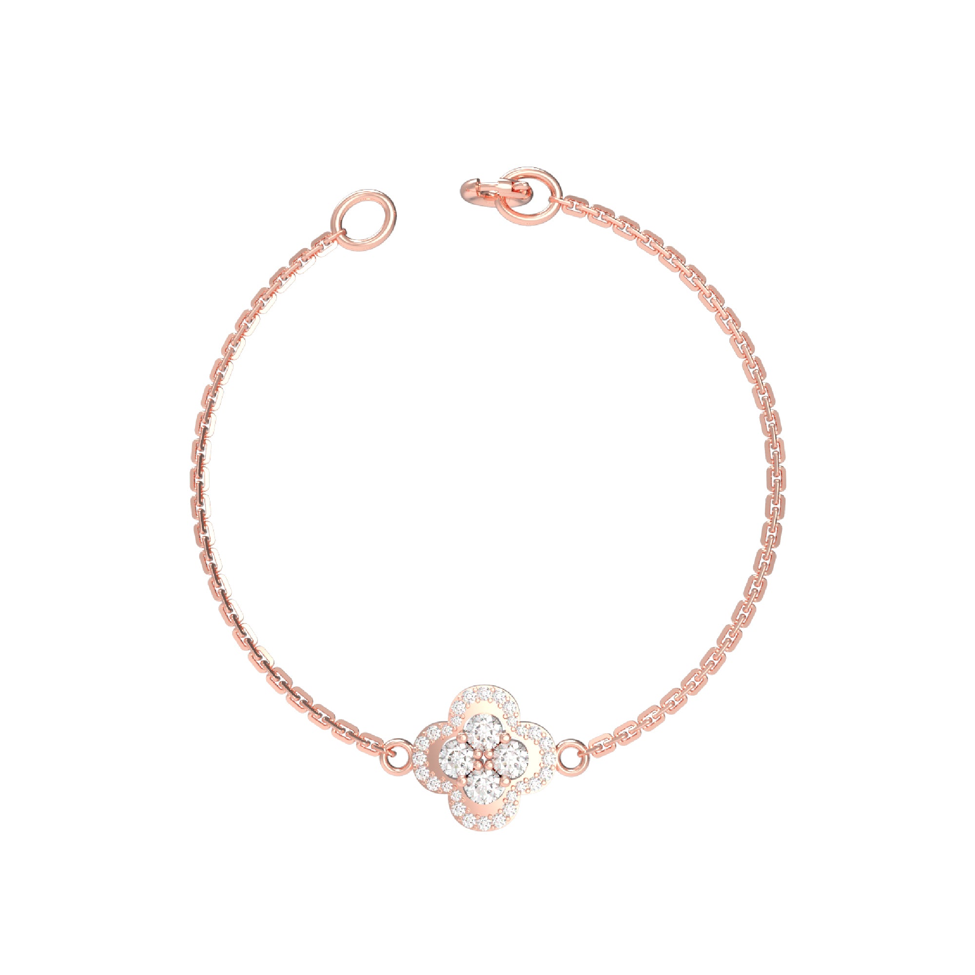 Bracciale da donna floreale in moissanite RKC in argento sterling 925 da 1,00 ct, placcato in oro giallo 14 carati, peso 2,85 ct