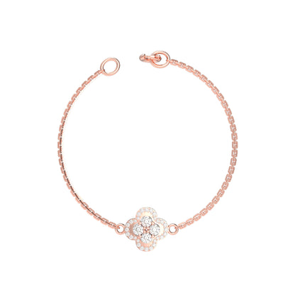 Bracciale da donna floreale in moissanite RKC in argento sterling 925 da 1,00 ct, placcato in oro giallo 14 carati, peso 2,85 ct