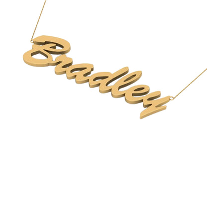 RKC BRADLEY Initial Name Pendant Necklace 14k Yellow Gold Plated 925 Silver Weight 5gm