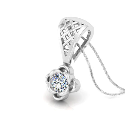 RKC handgefertigter Tropfen-Anhänger mit Blumen-Moissanit-Motiv aus Sterlingsilber, 14 Karat Weißgold vergoldet