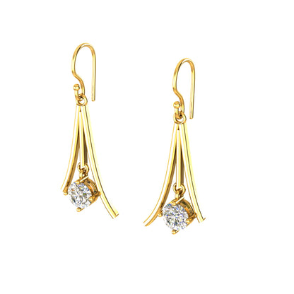 RKC Certified Moissanite Golden Drop Dangle Earrings 925 Sterling Silver Weight- 5gm