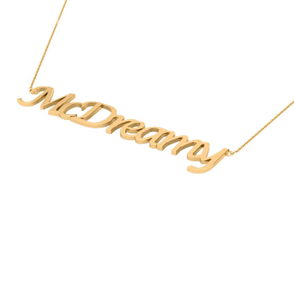 RKC MCDREAMY Name Necklace For Gift 14k Yellow Gold Plated 925 Silver Weight 4.5 gm and Height 14mm