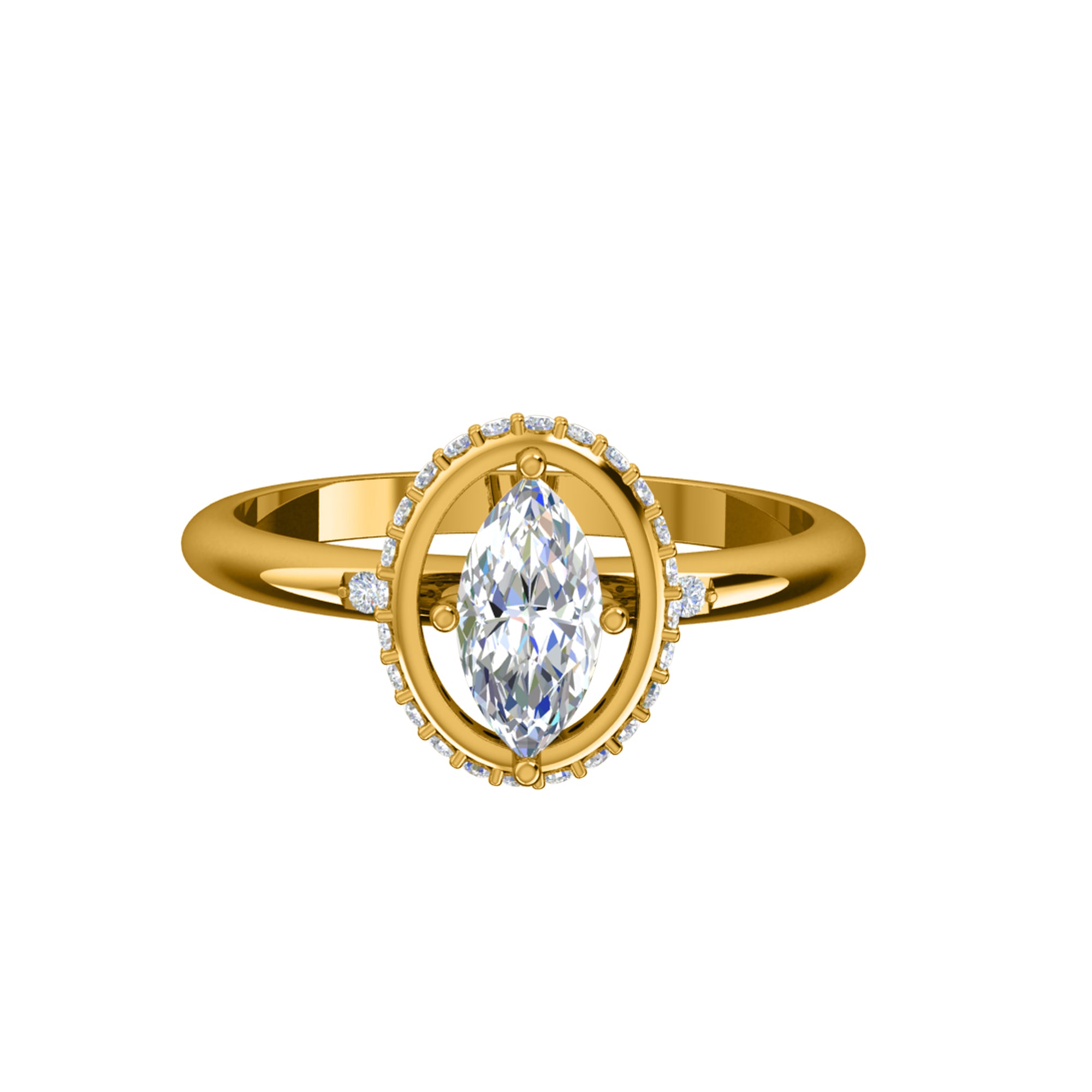 RKC Marquise-Moissanit-Halo-Verlobungsring, 925er Silber, Gelbgold vergoldet, für Damen, Gewicht 2 g