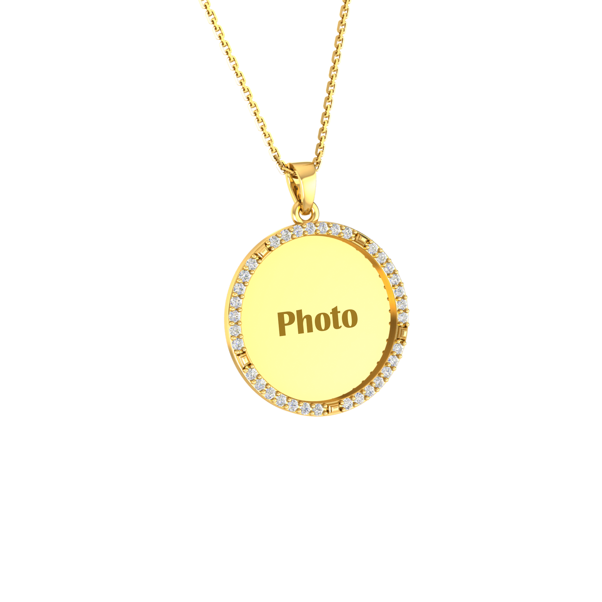 RKC Memory Photo Certified Moissanite Pendant Necklace 14k Yellow Gold Plated 925 Silver