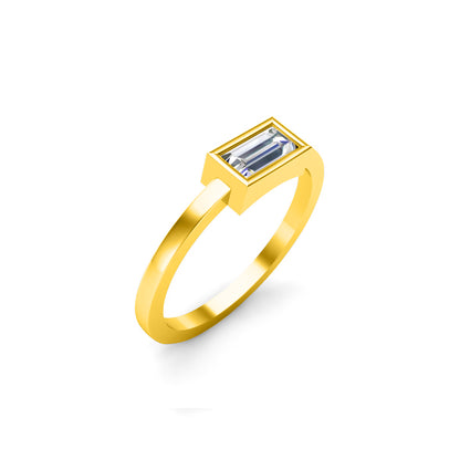 RKC 925 Sterling Silber Baguette-Solitärring für Sie, Gewicht 1,80 g, Breite 1,60 mm