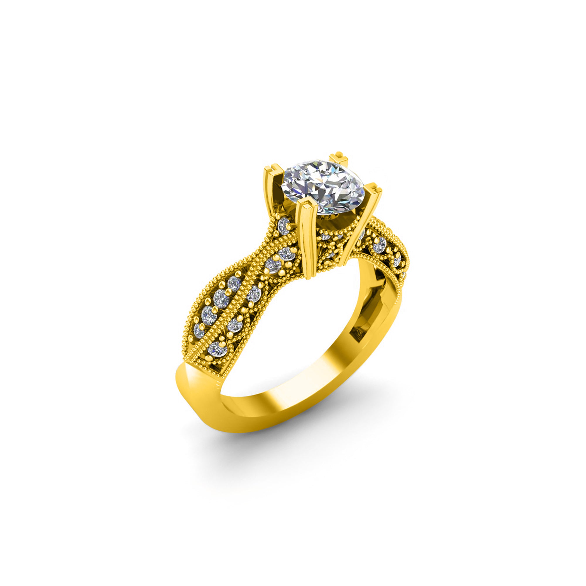 Anello da sposa solitario rotondo con moissanite Milgrain RKC in argento 925 placcato oro rosa Peso 4,70 g Larghezza 2,50 mm