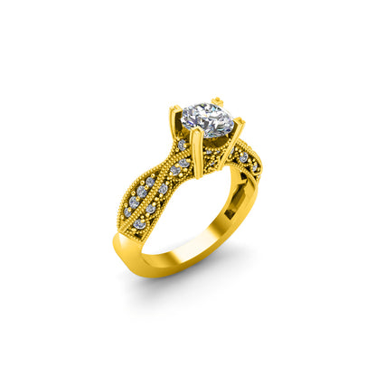 Anello da sposa solitario rotondo con moissanite Milgrain RKC in argento 925 placcato oro rosa Peso 4,70 g Larghezza 2,50 mm