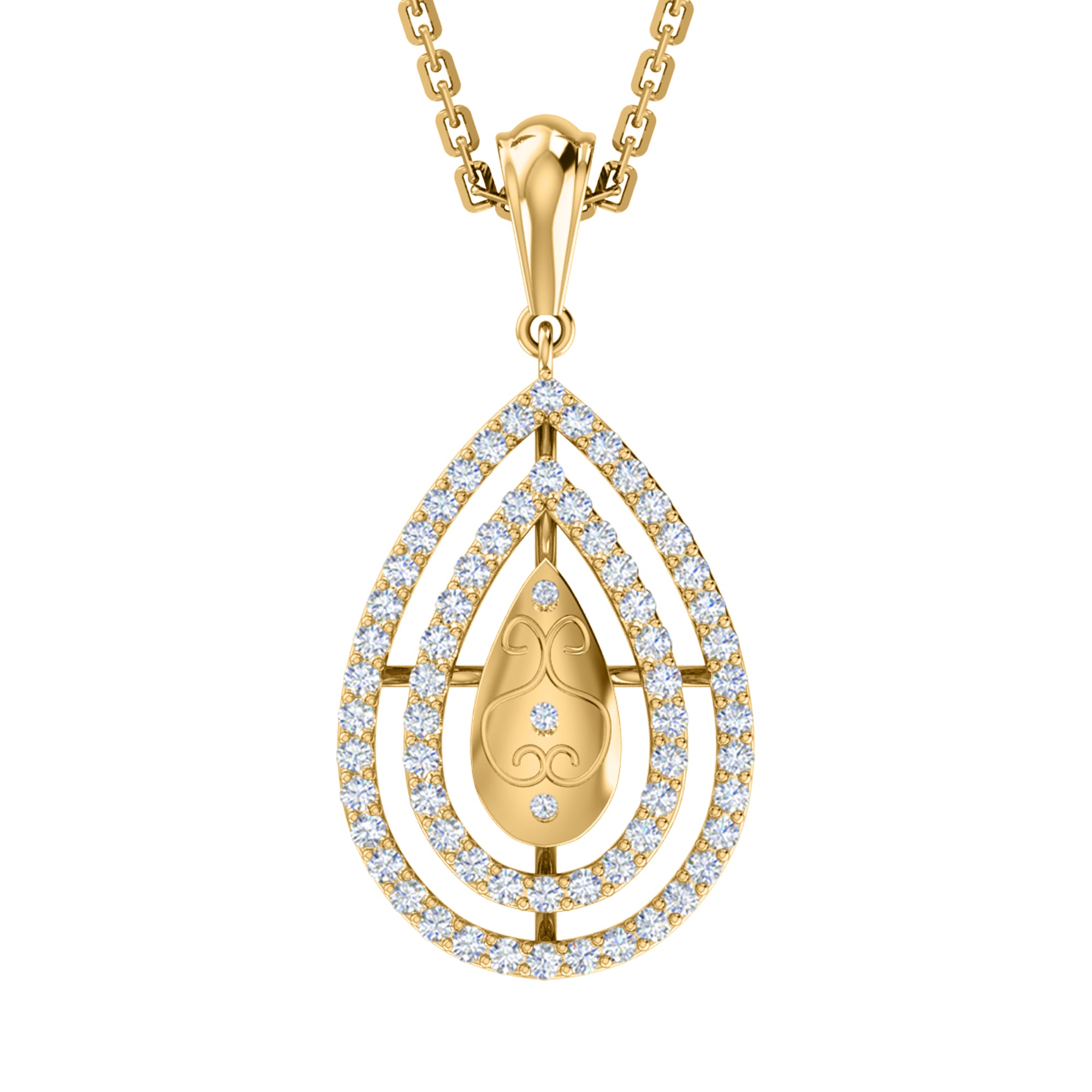 RKC Ciondolo a goccia in moissanite da 0,65 ct, gioielli in argento 925, placcato in oro giallo 14 carati, peso 5 g, altezza 31 mm