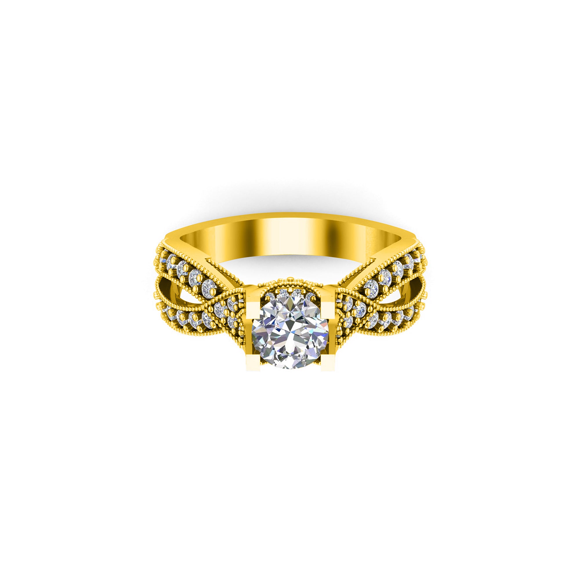 Anello da sposa da donna con solitario in argento 925 rotondo con Moissanite rotondo RKC, peso 3,5 g