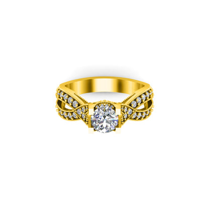 Anello da sposa da donna con solitario in argento 925 rotondo con Moissanite rotondo RKC, peso 3,5 g