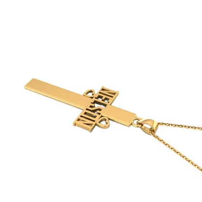 RKC 14k Gold Plated Cross Pendant Including Your Name Idea Religion Pendant Weight 5gm