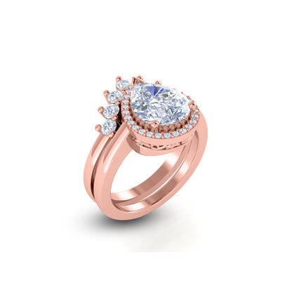 RKC 2,93 ct taglio a pera moissanite affascinante set da sposa in argento 925 per donna placcato oro rosa 14 carati peso 6,5 g