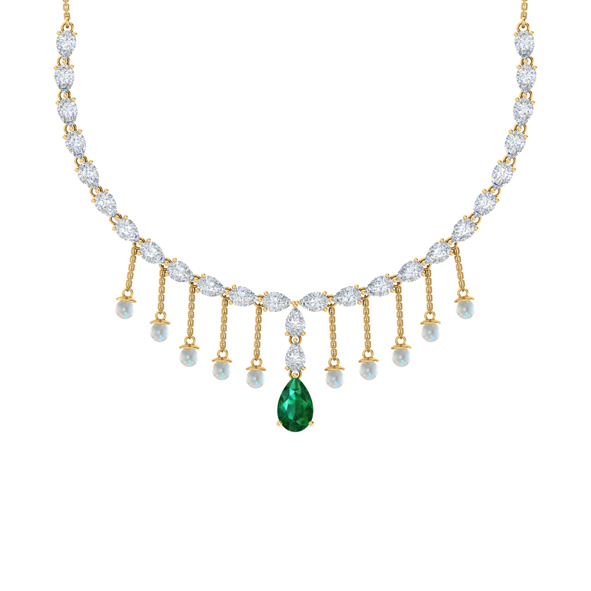 RKC Silver Statement Necklace 24 Carat Cubic Zirconia Necklace For Our Better Half Person Weight- 15gm