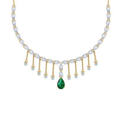 RKC Silver Statement Necklace 24 Carat Cubic Zirconia Necklace For Our Better Half Person Weight- 15gm