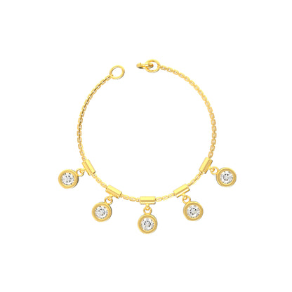 RKC 925 Sterling Silber 1,25 Karat Moissanit runder Charm-Damen-Armband, 14 Karat Gelbgold vergoldet, Gewicht 3,75 g