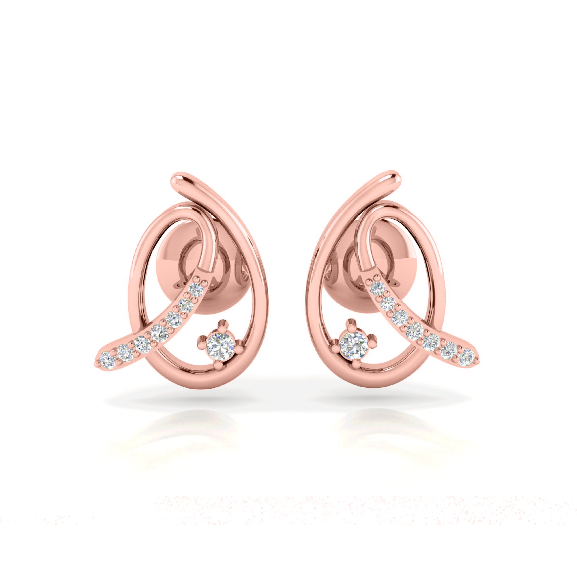 Orecchino da donna RKC in argento sterling 925 con piercing all'orecchio, rosa 14k, oltre 3,50 g, altezza 13,50 mm