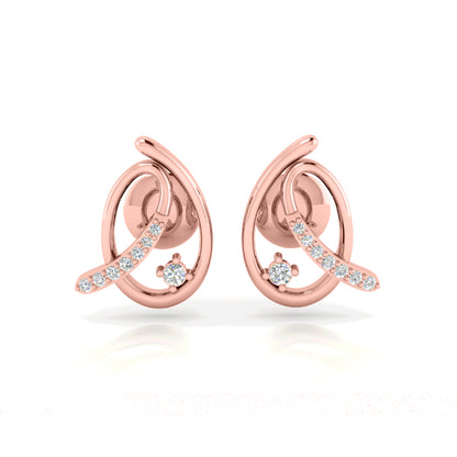 Orecchino da donna RKC in argento sterling 925 con piercing all'orecchio, rosa 14k, oltre 3,50 g, altezza 13,50 mm