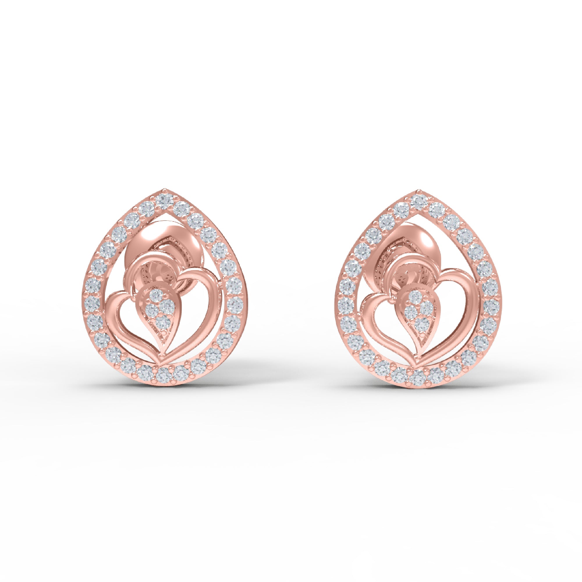 RKC 925 Sterling Silber blattförmiger Damen-Ohrstecker für den täglichen Gebrauch, 14 Karat Rose über dem Produkt, Gewicht 1,80 GM, Höhe 12,00 mm
