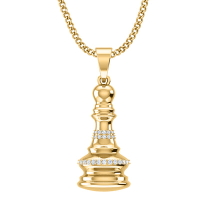 RKC 0,20 ct Moissanit Königin Schachfigur Anhänger 925 Silber Schmuck 14 K Gelbgold vergoldet 5 g 28,00 mm
