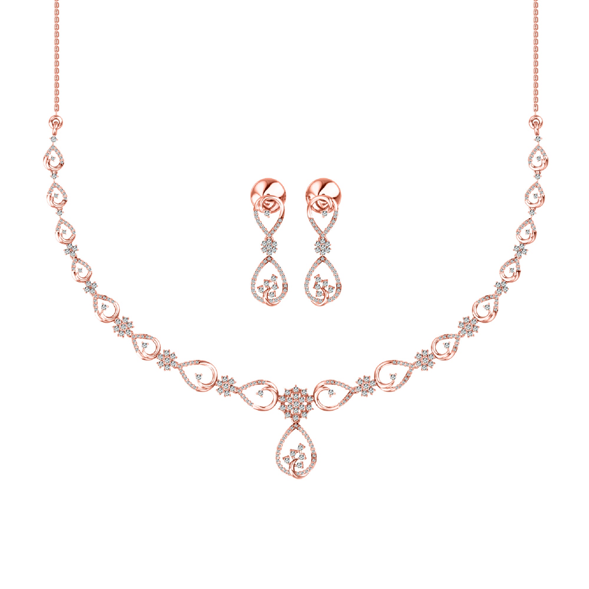 RKC 925 Sterling Silber Moissanit 14K Gelbgold plattiert, bezauberndes Halsketten-Set, Hochzeits-Ohrring und Halsketten-Set