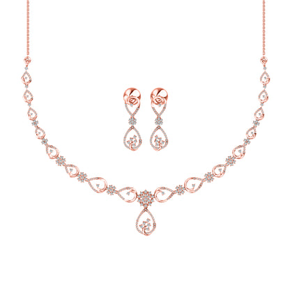 RKC 925 Sterling Silber Moissanit 14K Gelbgold plattiert, bezauberndes Halsketten-Set, Hochzeits-Ohrring und Halsketten-Set
