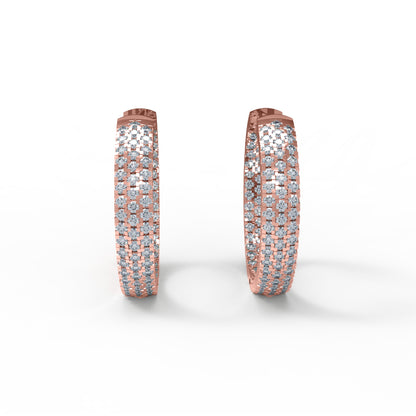 RKC 925 Sterling Silber Hoops & Huggies Damen-Ohrring, 14 Karat Gelb über Produktgewicht 7,00 GM, Höhe 22,00 mm