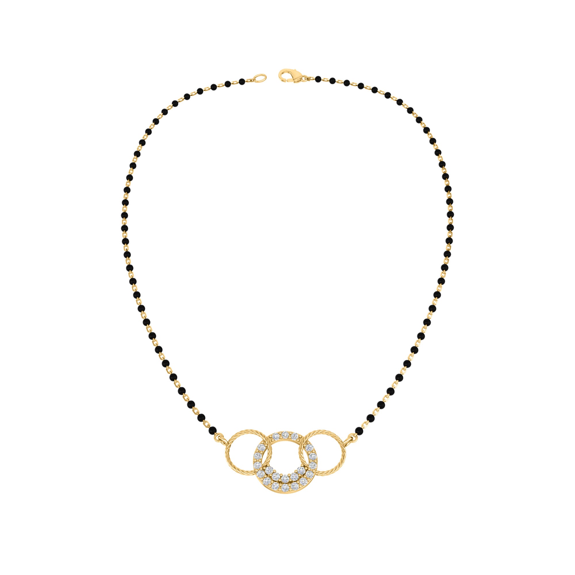 RKC 1,26 Karat Moissanit für Damen, Mangalsutra, 925er Silber, 14 Karat Gelbgold vergoldet, Produktgewicht: 4,50 g, Höhe: 15,50 mm