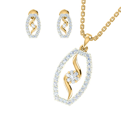 RKC 925 Silber Golden Gesamtgewicht 0,89 ct Moissanit Anhänger Gewicht 3,50 gm und Gewicht Ohrring 2,00 gm Set mit 14K Gelbgold plattiert