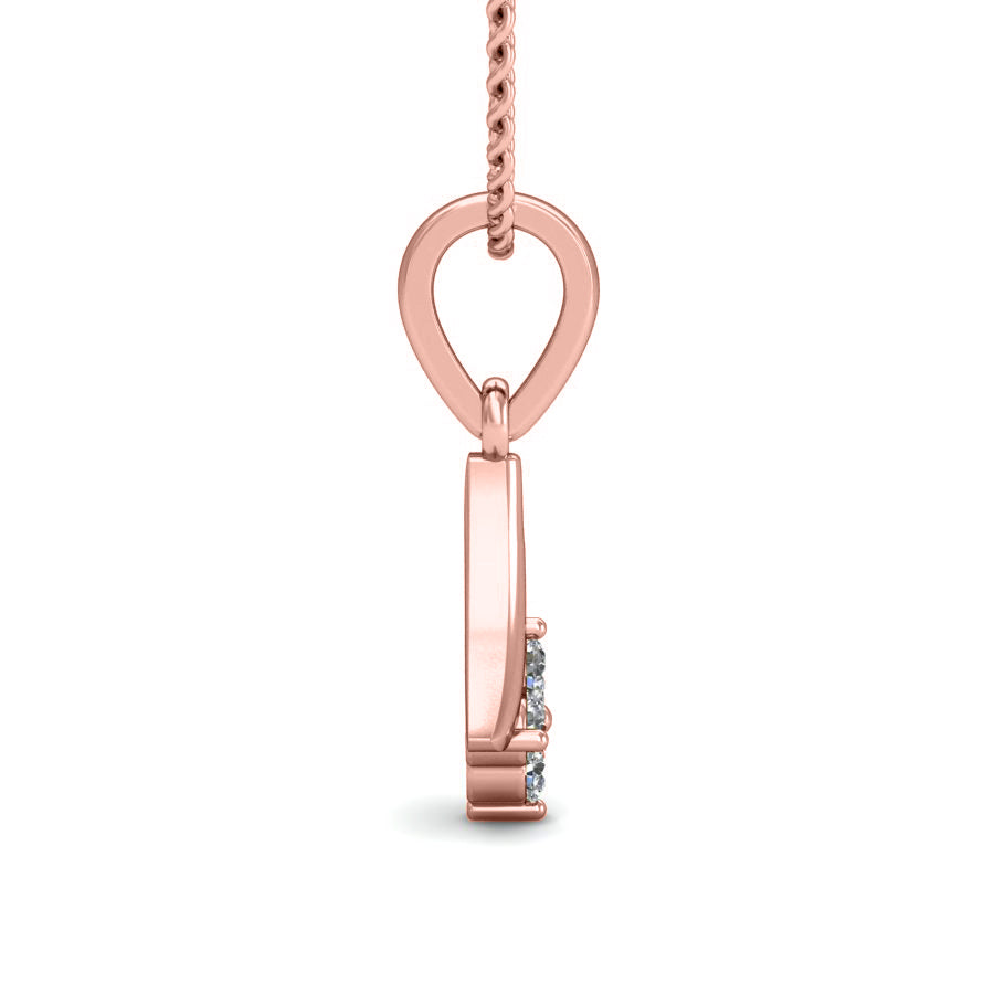RKC Vier-Steine-Silber-Moissanit-Anhänger mit 0,06 Karat für Damen, 14-Karat-Gelbgold-Finish, Gewicht 2,6 Gramm, Höhe 14 mm