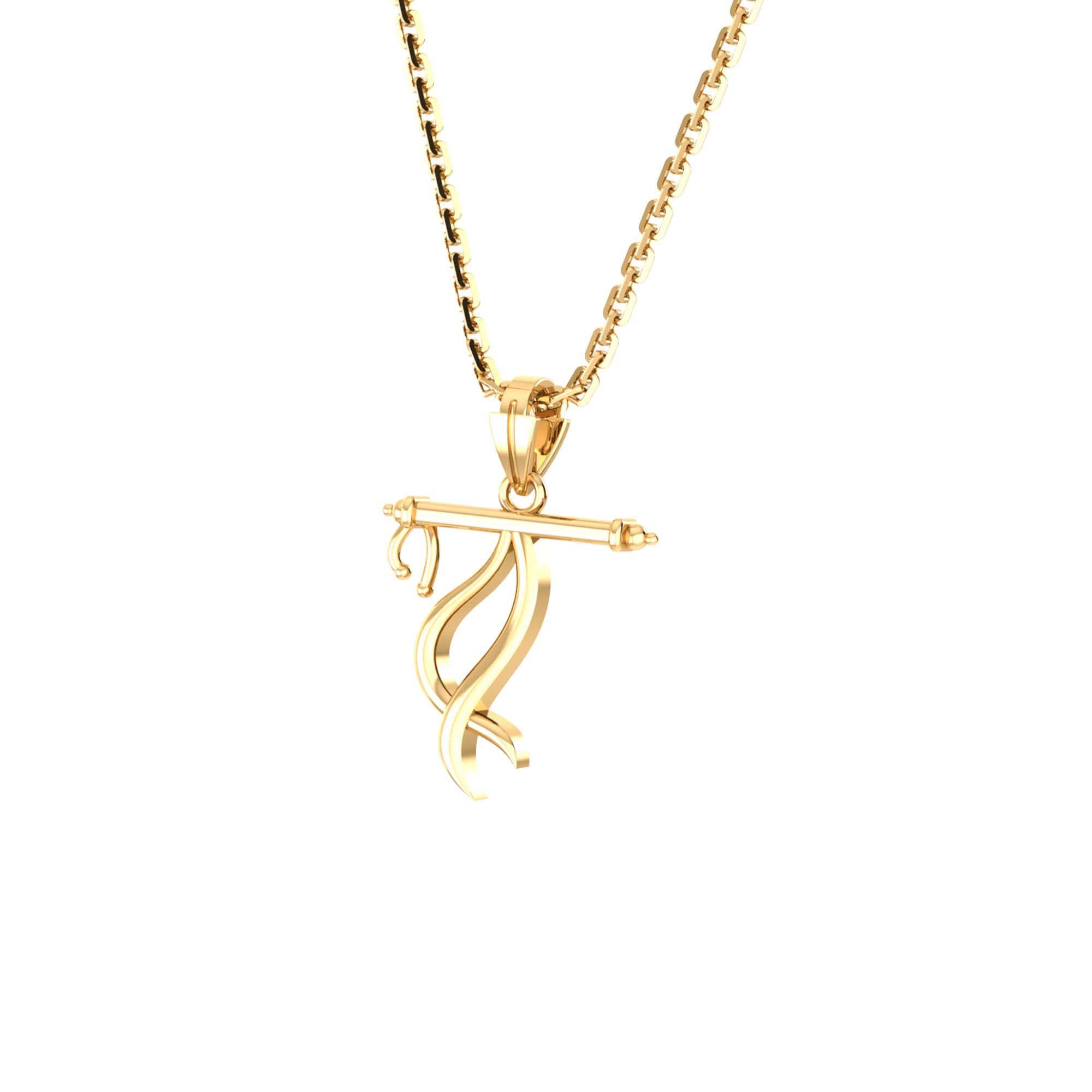 RKC Charming Pendant With Box Chain 14k Yellow/ White/ Rose Gold Plated