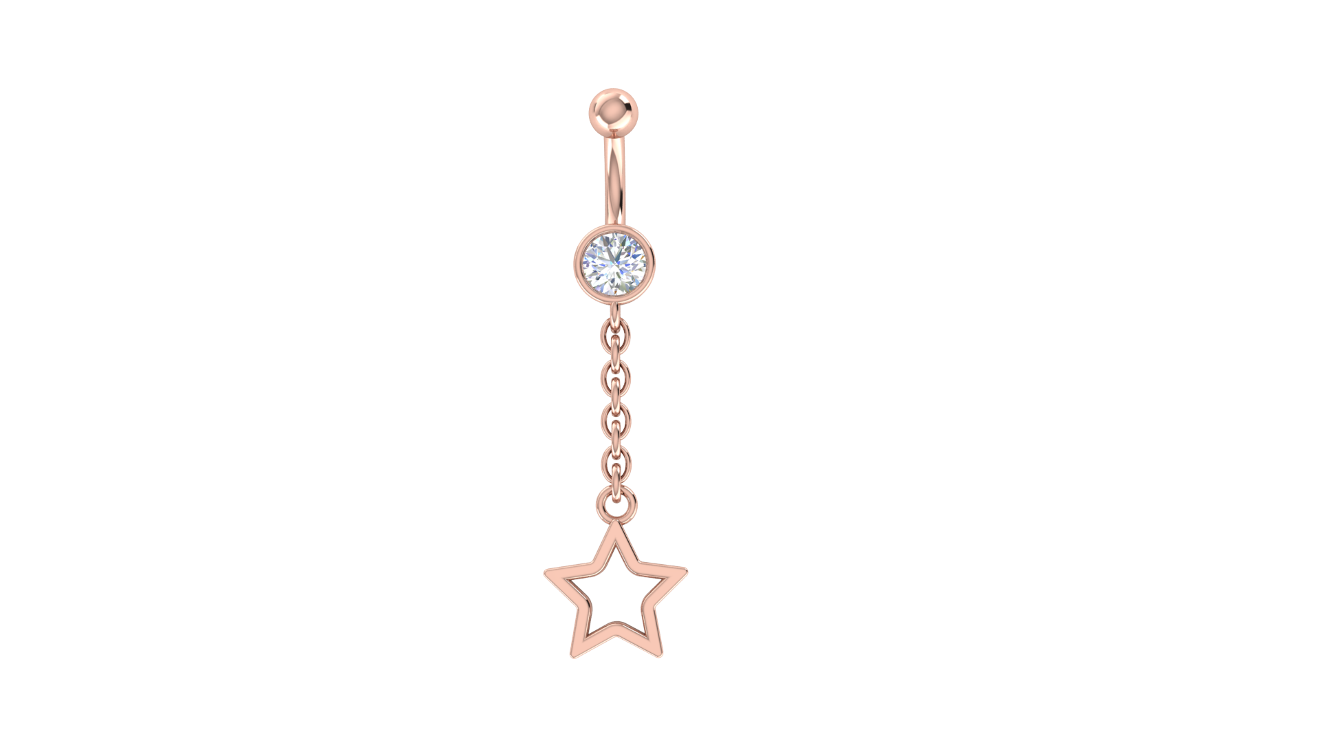 RKC JEWELRY 925 Sterling Silber Drop Star Damen-Bauchnabel, 14 Karat Gelbgold vergoldet, Gewicht 1,20 GM, Höhe 35 mm