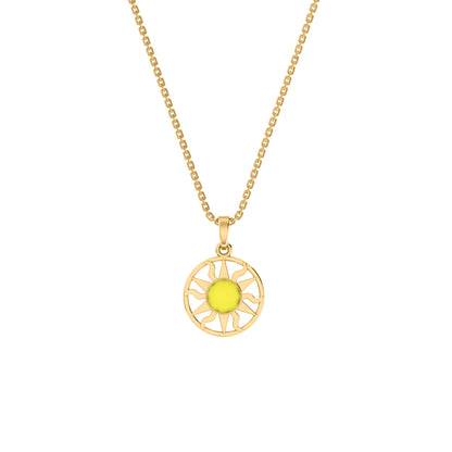 RKC Emaille-Sonnenanhänger, 925er Silberschmuck, 14 Karat Gelbgold vergoldet, Produktgewicht: 4,00 g, Höhe: 12,50 mm