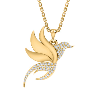 RKC 0,23 Karat Moissanit-Flügel-Charm-Anhänger, 925er Silberschmuck, 14 Karat Gelbgold vergoldet, Gewicht 4,50 g, Höhe 24 mm