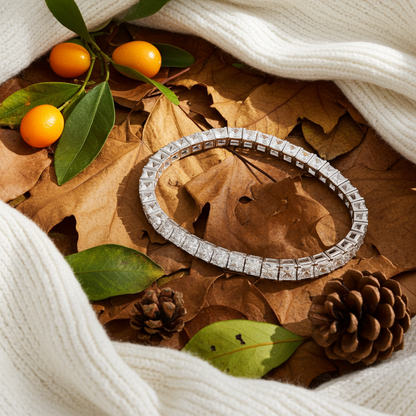 Princess Cut Moissanite Tennis Bracelet in 925 Silver – 14k Gold Finish