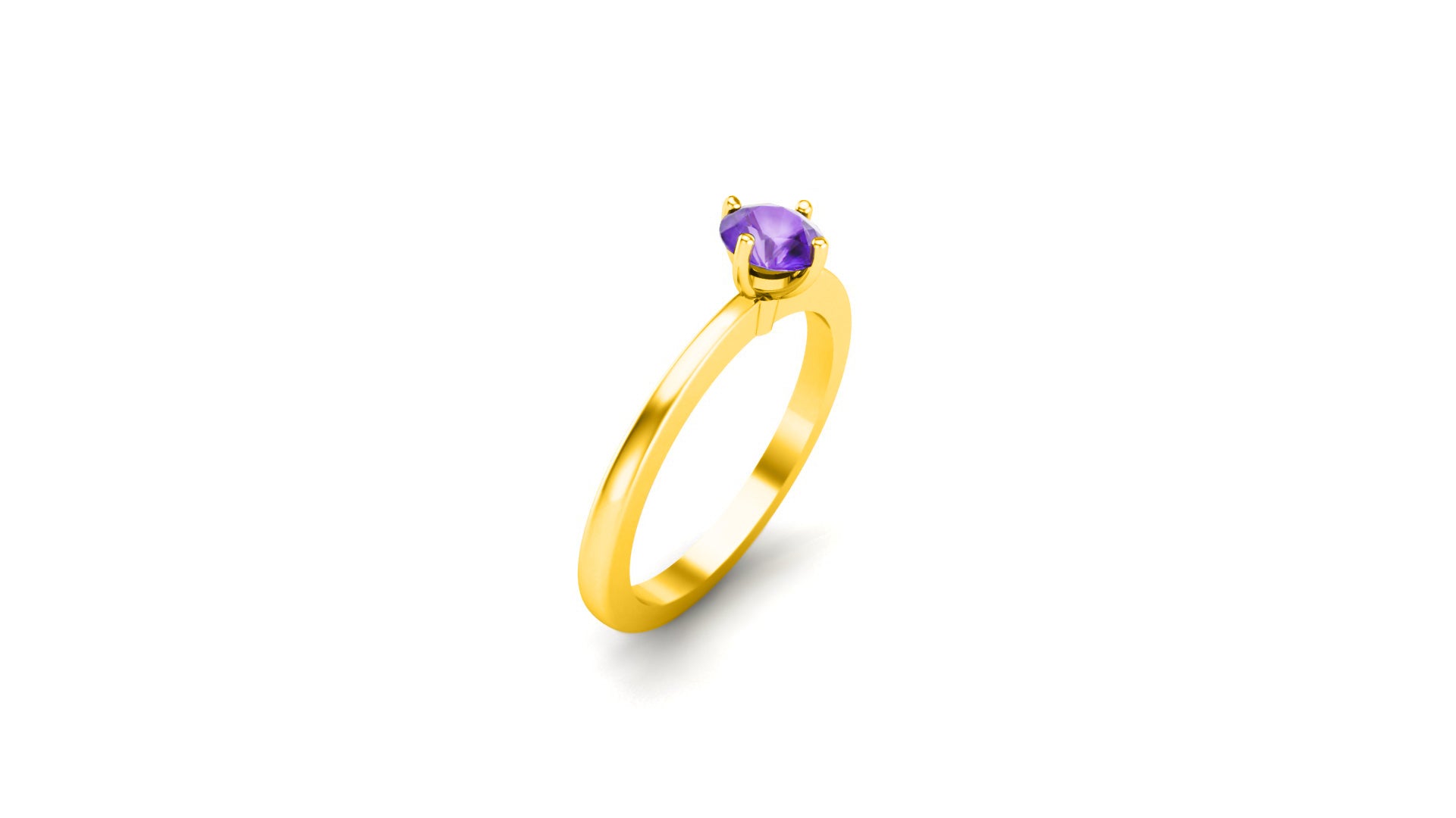 RKC RKC 0.50 Ct Round Cut Gemstone Amethyst 14k Yellow/ White Gold Plated For Women's Weight 2gm and Width 2mm