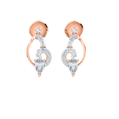 RKC 925 Silber Golden Gesamtgewicht 0,42 ct Moissanit Anhänger Gewicht 3,20 gm und Gewicht Ohrring 2,10 gm Set mit 14K Roségold plattiert